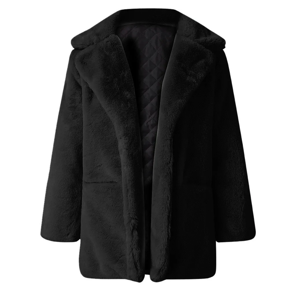 Женское пальто из искусственного меха, Осень-зима, пушистое,, плюшевое пальто, модное, одноцветное, с длинным рукавом, Свободное пальто, теплая, мягкая, верхняя одежда, плюшевое, Jassen