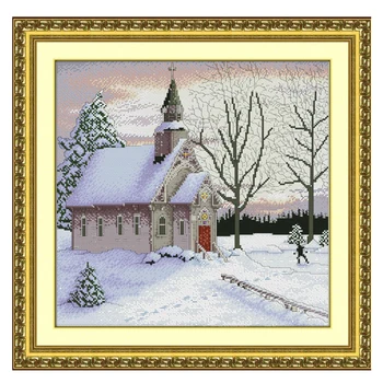 

Joy Sunday Winter Landscape Dimensions Craft Stamped Cross Stitch Thread Painting DIY Needlework Kits Winter Home Decor