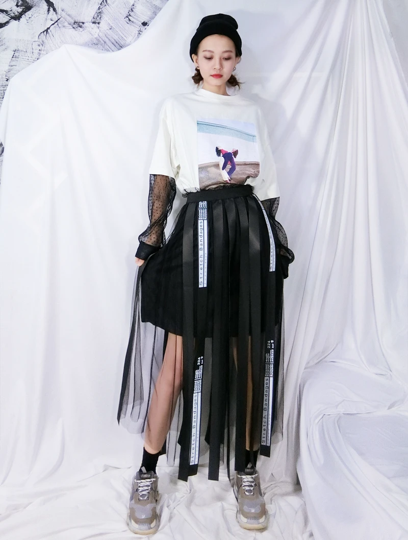 LMCAVASUN Harajuku Skirt Punk Style Women High Waist Skirt Gothic Streetwear