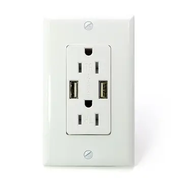 

15A 125V Dual USB Charge 3 Wire Tamper Resistant Duplex Receptacle Wall Outlet Duplex Receptacle