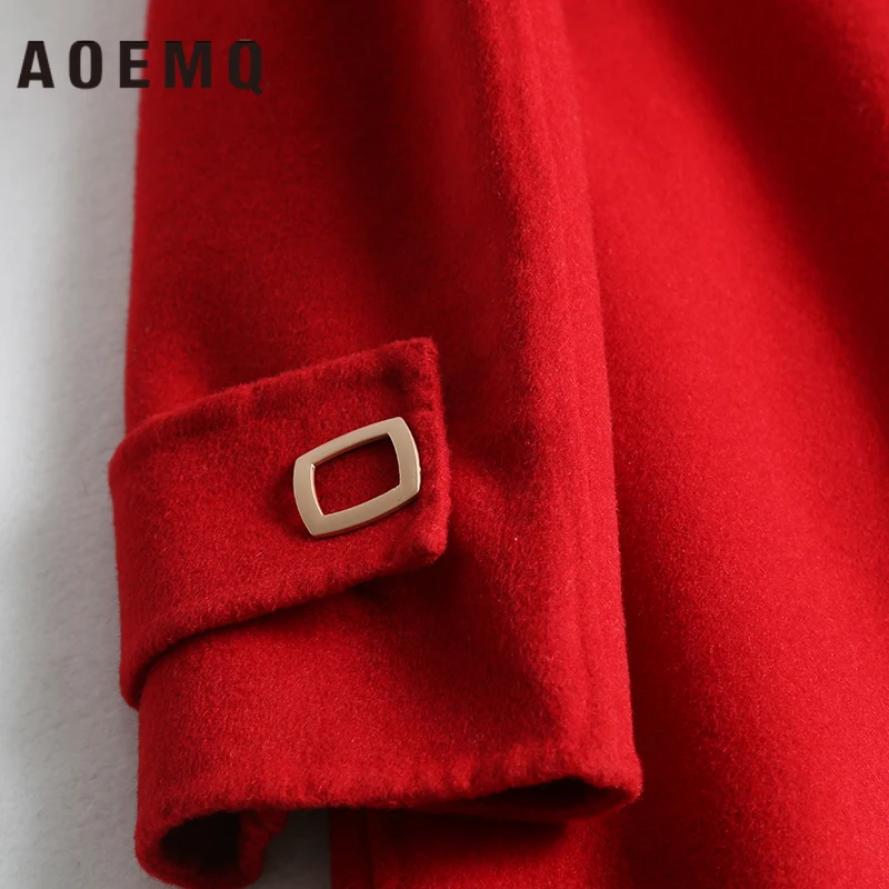 AOEMQ, красивые пальто, 2 цвета, Рождественская верхняя одежда, неровные, Brested пальто, зимняя одежда для свадебной вечеринки, милые женские пальто, женская одежда