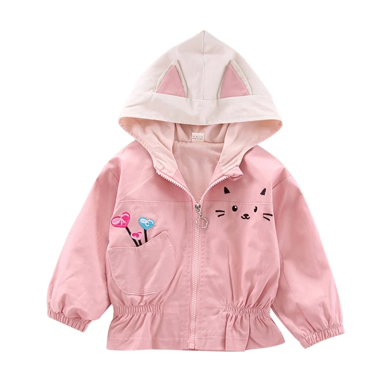 

Girls Windbreaker Spring and Autumn Toddler Baby Girl Cartoon Outerwear Casual Long Sleeve Ear Design Hoodie Sweatshirt Coat