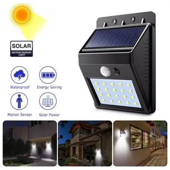 

Outdoor Solar Wall Lamp Modes 3 Sided PIR Motion Sensor Waterproof Light Garden Path Emergency Security Light Luminous Dropship