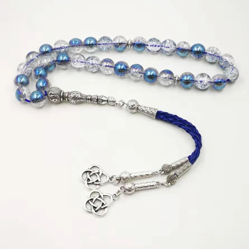 Популярные хрустальные бусины tasbih синие Бусины с кожаной кисточкой новый стиль