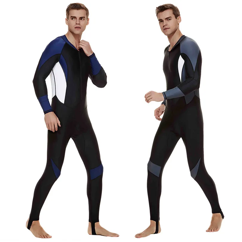 MenRashGuardsSwimsuitDivingFullBodyLycradryZipperSurfingSuit