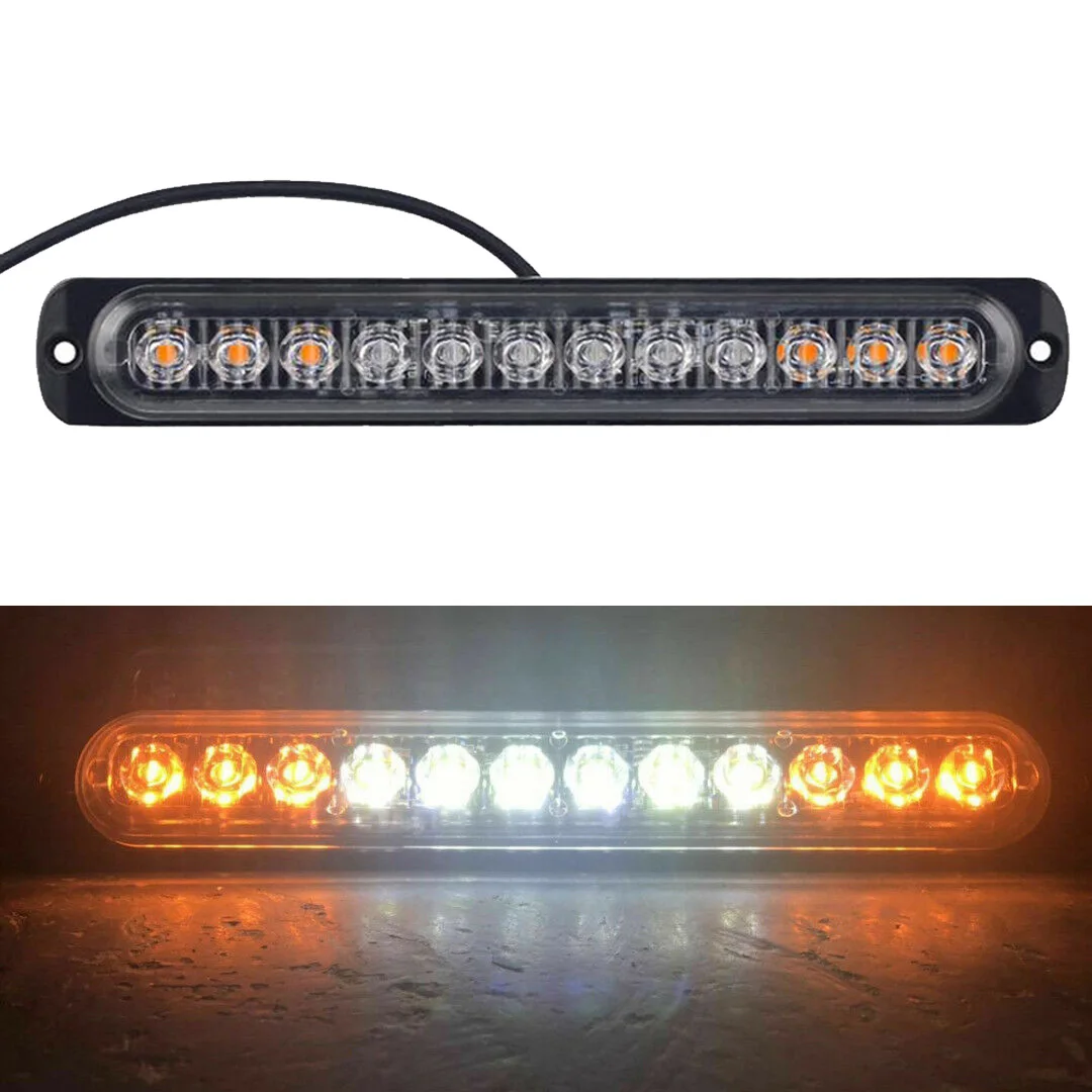 1х 12LED Янтарный Белый стробоскопический светильник для грузовика аварийный Маяк вспышка предупреждающая лампа 12-24 В