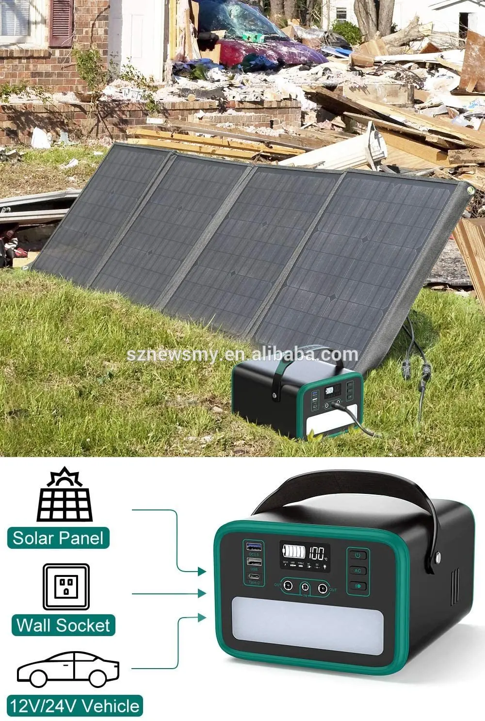 portable power bank 100800mAh 310W Solar Generator Portable Power Station with 220V 110V Output AC outlet,DC