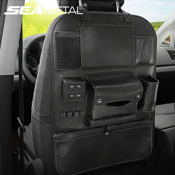 

Seat Back Car Organizer Bag Stowing Tidying Car Storage Pockets PU Leather Car Seat Organizer Carbon Fiber Oxford Cloth 4 USB