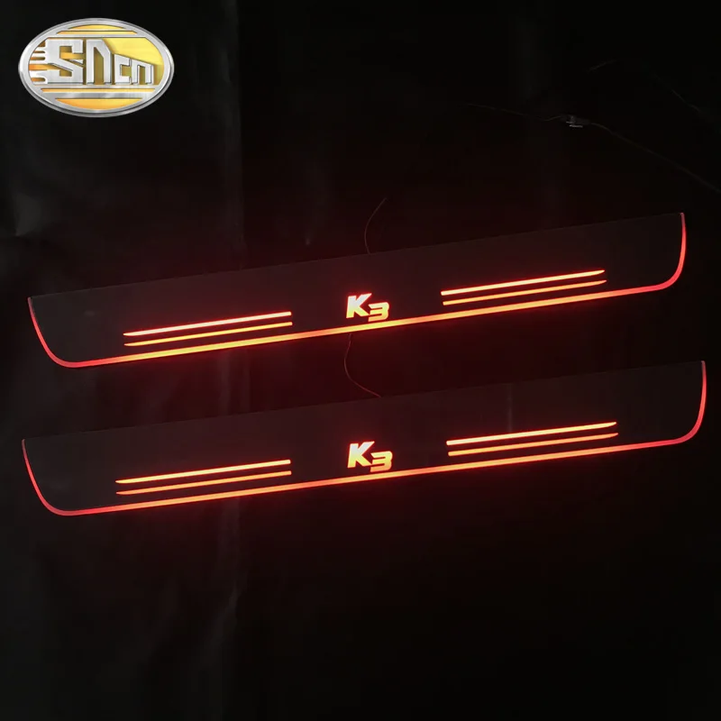 SNCN 4 шт. акриловый движущийся светодиодный приветственный педальный автомобиль накладка на педаль порога дорожка светильник для Kia K3
