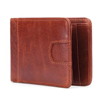 

New Mini Wallet Cowhide Leather Money Clip Cards Wallets Men Women Purse Unisex