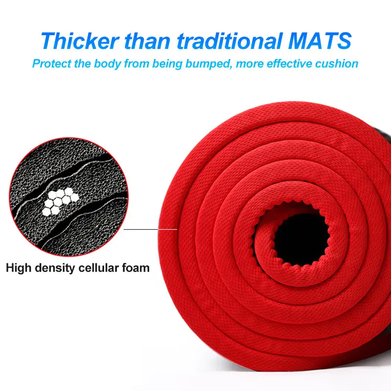 10mm Non Slip Yoga Mat 183cm 61cm Thickened NBR Gym Mats Sports Indoor Fitness Pilates Yoga