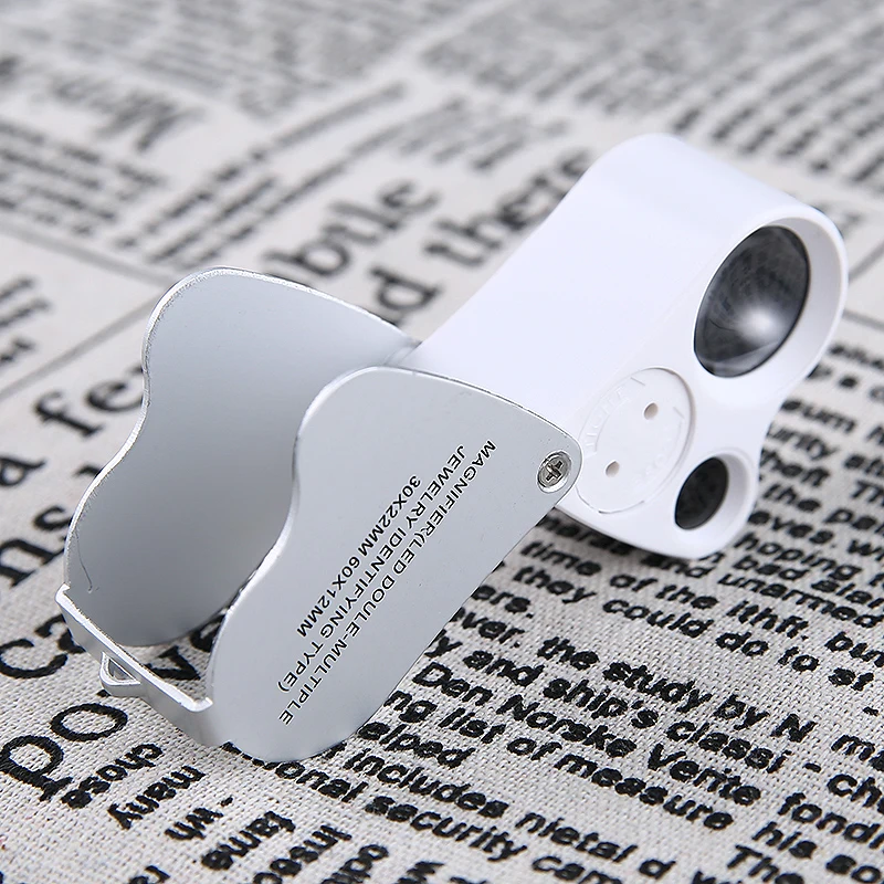 

LED Light Pocket Magnifying Glass Folding Jewelry Eye Loupe Magnifier 30X 60X Magnification Jewelers Gold Eye Tool