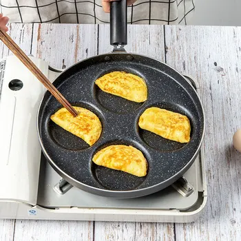 

Nordic Four-hole Omelet Pan Non-stick No Oil-smoke Frying Pans For Eggs Ham PanCake Maker mini Breakfast omelet pan Cooking Pots