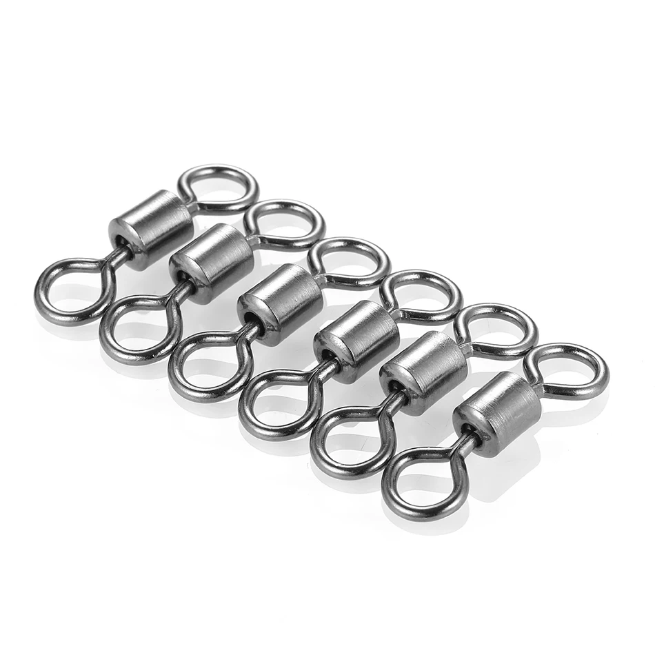 Fishing Swivels 50PCS/Lot Ball Bearing Swivel with Safety Snap Solid Rings Rolling Swivel for Carp Fishing Accessories