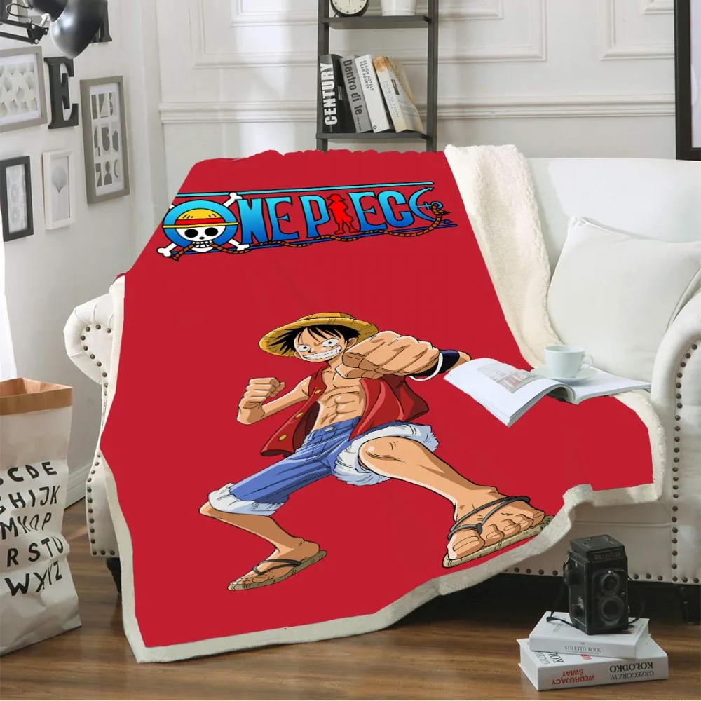 

One Piece Throw Blanket Japanese Anime Cartoon Coral Blanket Soft Blanket Sherpa Fleece Blanket for Home Travel Plush Blanket