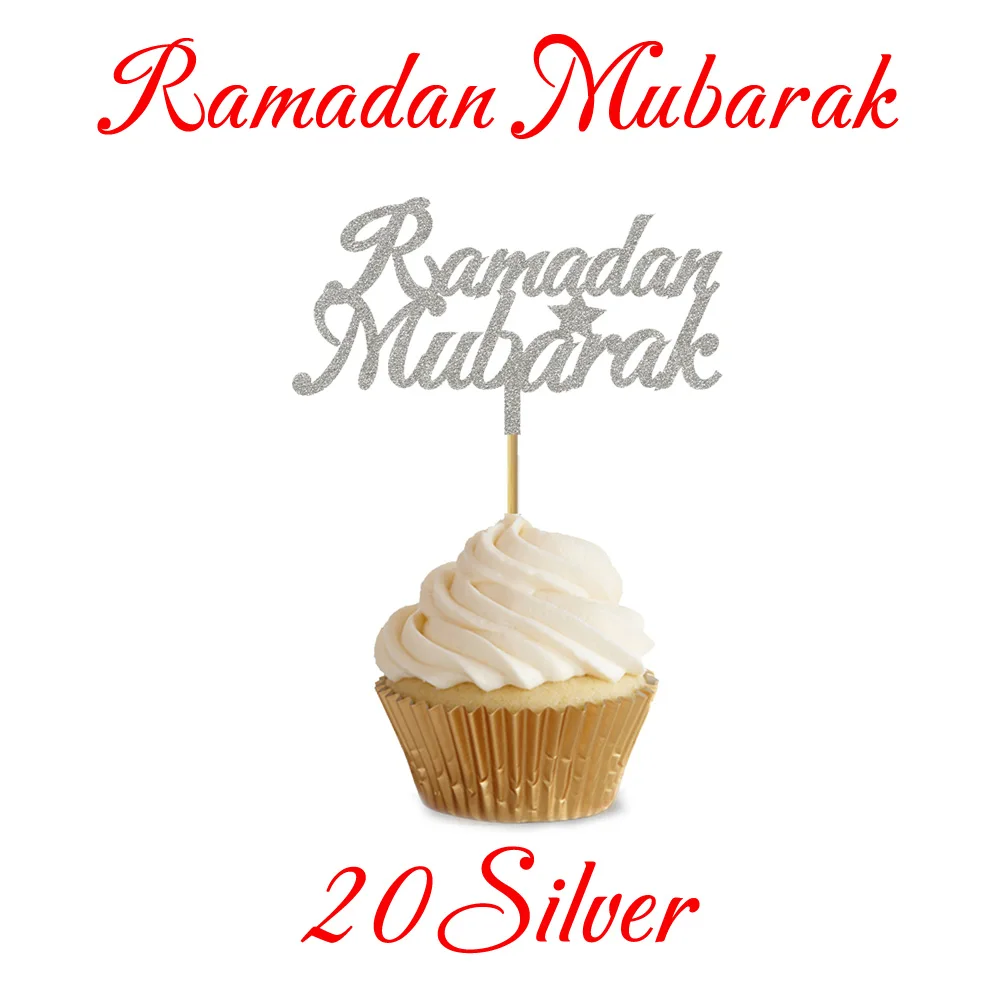Decorazioni Torta Eid Mubarak 35 Pezzi Glitter | Tema Luna E Castello, Topper Per Cupcake, Festa Ramadan