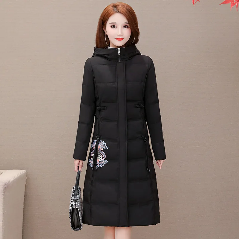 

Chinese Style Retro Simple Fashion Warm Cotton-padded Clothes 2019 Winter New Style Korean-style Long Sleeve Hooded Slim Fit Ele