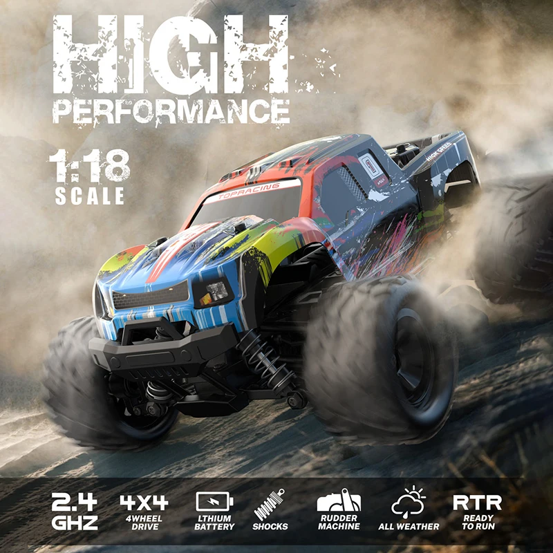 

1:18 High-Speed Remote Control Car Four-Wheel Drive Full-Scale Professional Big Foot off-Road Vehicle RC Toy