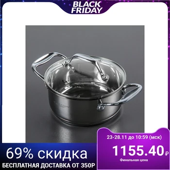 

Casserole "Nika" 1.6 l, d = 16 cm, capsule bottom, glass lid