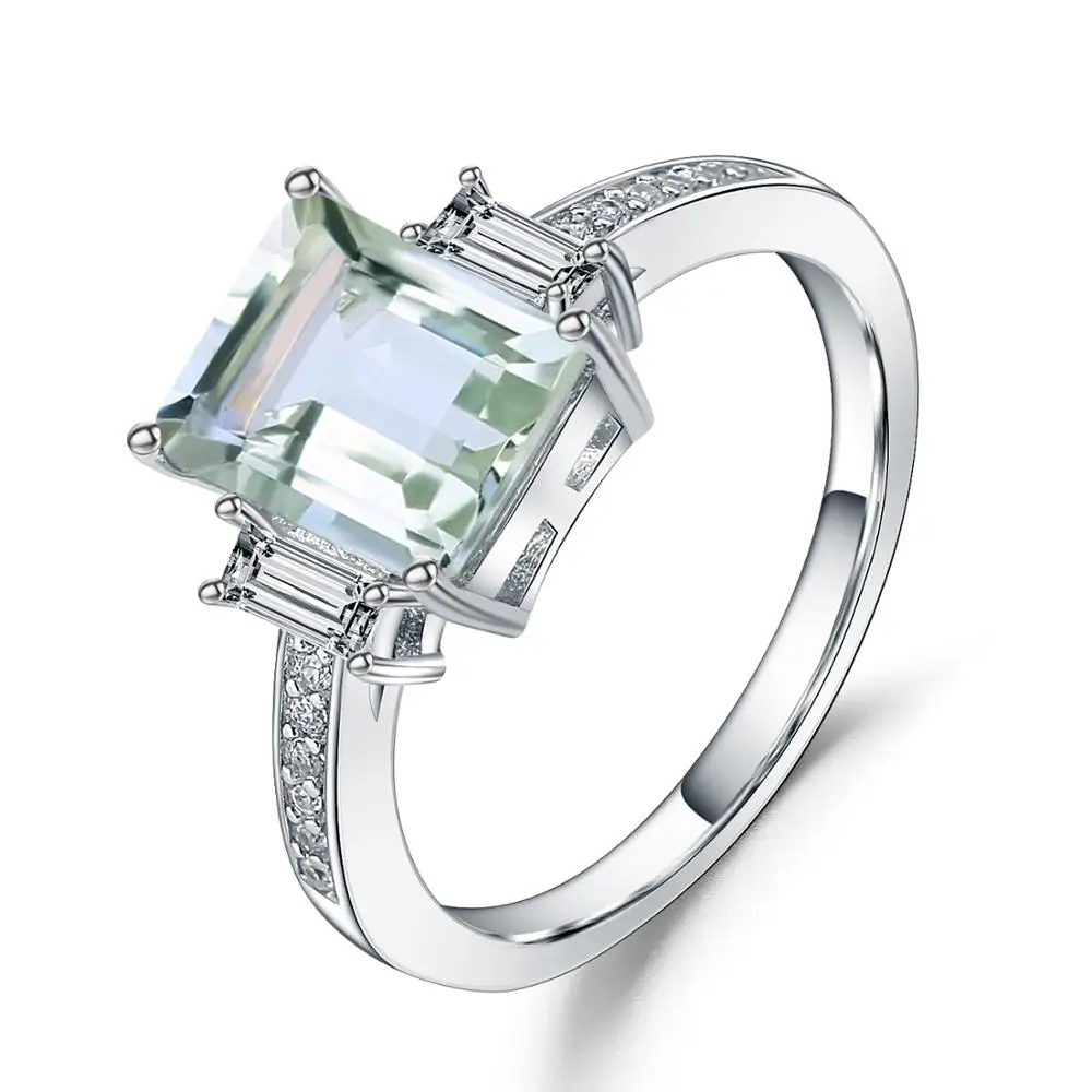 

Gem's Ballet New 2.05Ct Natural Green Amethyst Wedding Band Ring 925 Sterling Silver Rectangle Rings Fine Jewelry For Women Gift