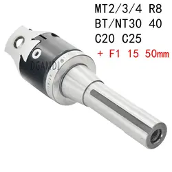 Ferramenta de perfuração para máquina cnc, cabeça achatada de 50mm + 1 peça de barra de tração morse tapper cone mt2 mt3 mt4 r8 bt/nt30 40 c20 c25