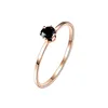 Single Fine Ring Titanium Steel Material Inlaid Transparent Black Fashion Trendy Ring for Women Jewelry Gift ► Photo 2/6