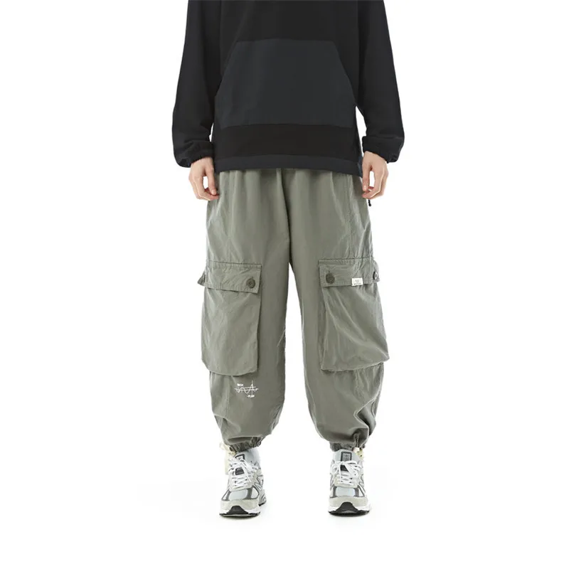 

Tang Mu Cool 2020 Spring Trend Large Pocket Casual Pants Japanese-style Retro Color Simple Workwear Capri Pants Men's