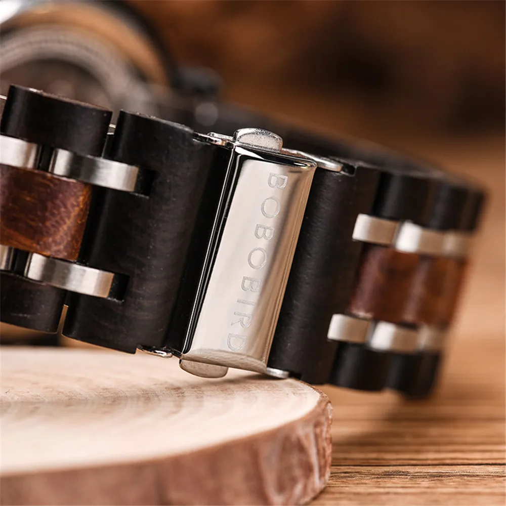 Индивидуальные деревянные часы BOBOBIRD выгравировать ваш индивидуальный логотип на задней крышке relogio masculino подарок в деревянной коробке L-S18-1