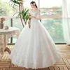Vestidos De Novia 2022 New O Neck Three Quarter Sleeve Plus Size Wedding Dress For Women Lace Flower Lace Up Princess Ball Gown ► Photo 3/6