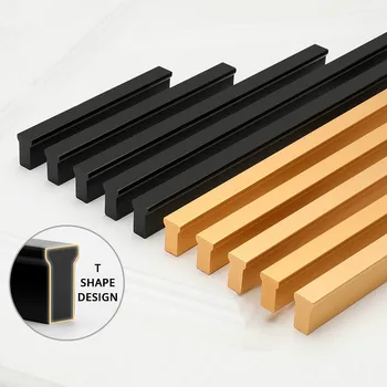 

JD American Style Black Cabinet Handles Gold T Bar Aluminum Alloy Kitchen Cupboard Pulls Drawer Knobs Furniture Handle Hardware
