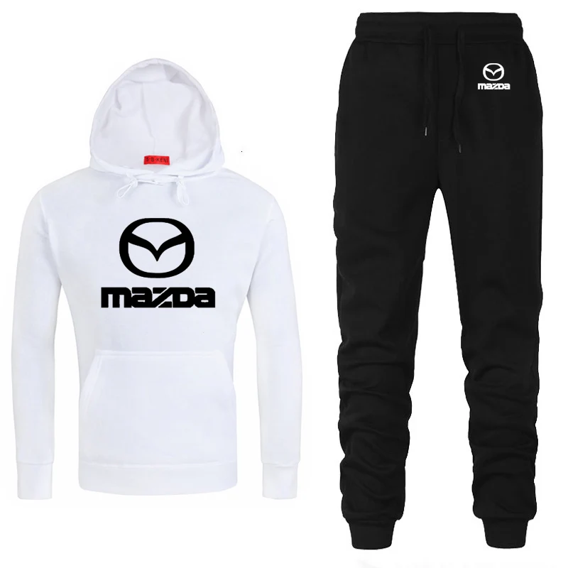 Мужские толстовки с капюшоном с логотипом Mazda, унисекс, модная мужская толстовка с капюшоном в стиле хип-хоп, harajuku, повседневные флисовые худи, штаны, костюм из 2 предметов - Цвет: 802
