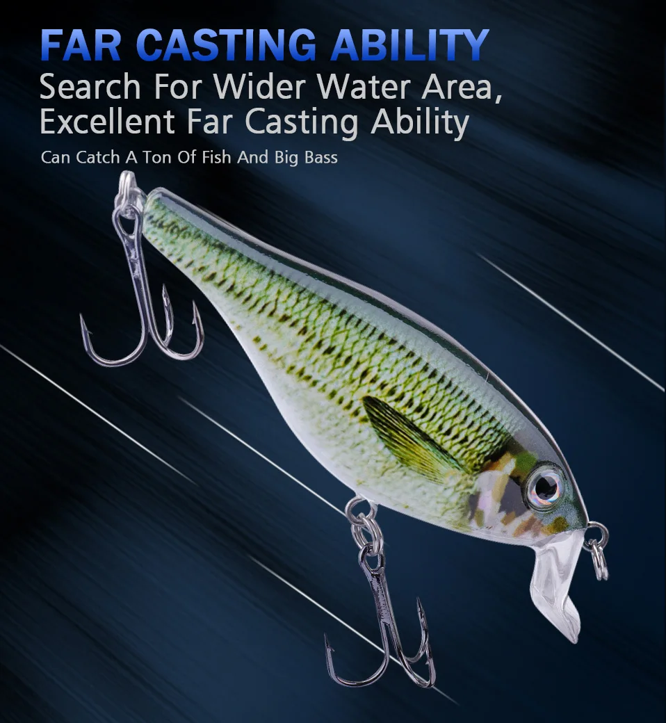 GOBASS Angelausrüstung Rattlins zum Angeln Wobbler zum Trolling Hechtköder Kurbelköder 80 mm 11 g Kunstköder Jerkbait Minnow – Detail 5