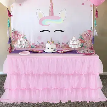 

3 Layers Elegant Table Skirt for Wedding Party Baby Shower Home Decoration