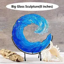 

Ocean Wave Fused Glass Sculpture Gradient Blue Wave Sculpture Ornament Decoration Waves Art Crafts Vases Flower Pot Dropshipping