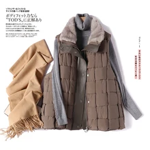 

SHUCHAN Winter Jacket vest Women 2021 Mink Sheepskin 90% White Duck Down Zipper Wide-waisted Thin 90% White Duck Down