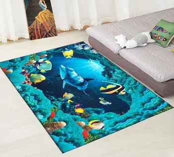 

3D Cartoon Animal Kids Play Mat Print Cartoon Carpets And Rugs For Kids Room Soft Flannel Big Area Rugs Carpet For Living Room