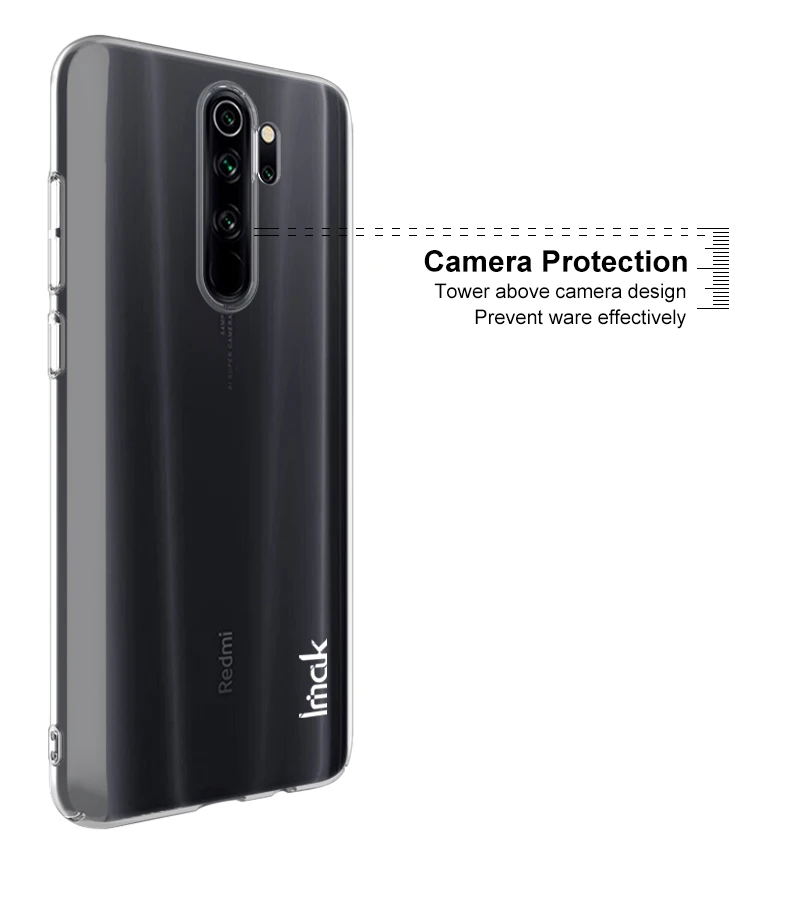Для Xiaomi Redmi Note 8 Pro Чехол IMAK Прозрачный износостойкий ПК Жесткий Чехол для Xiaomi Redmi Note 8 pro Crystal Cover 6,53''