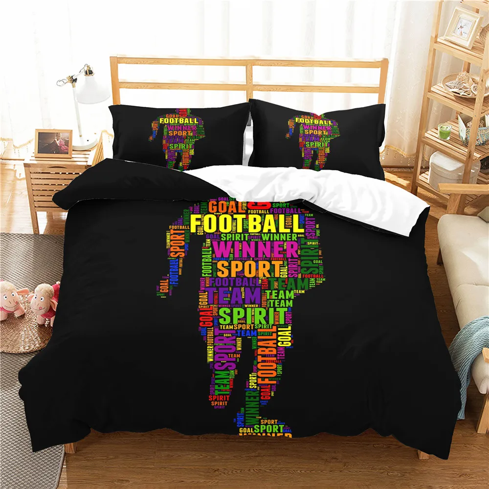 

Double Quilt 3D Football Winner Color Printed Home Textile with Pillowcases Bedroom Clothes Bedding Linen King Single Size