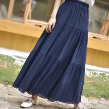 long summer skirt elastic waist 2019 high waist fashion maxi skirt 5 colors solid long skirts for women skirts