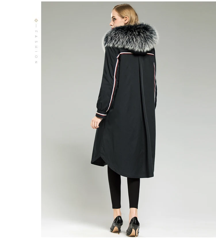 Меховые парки Highstreet с воротником из натурального меха енота, с капюшоном, с подкладкой из кроличьего меха, длинное пальто для женщин, зимняя повседневная Офисная Женская верхняя одежда