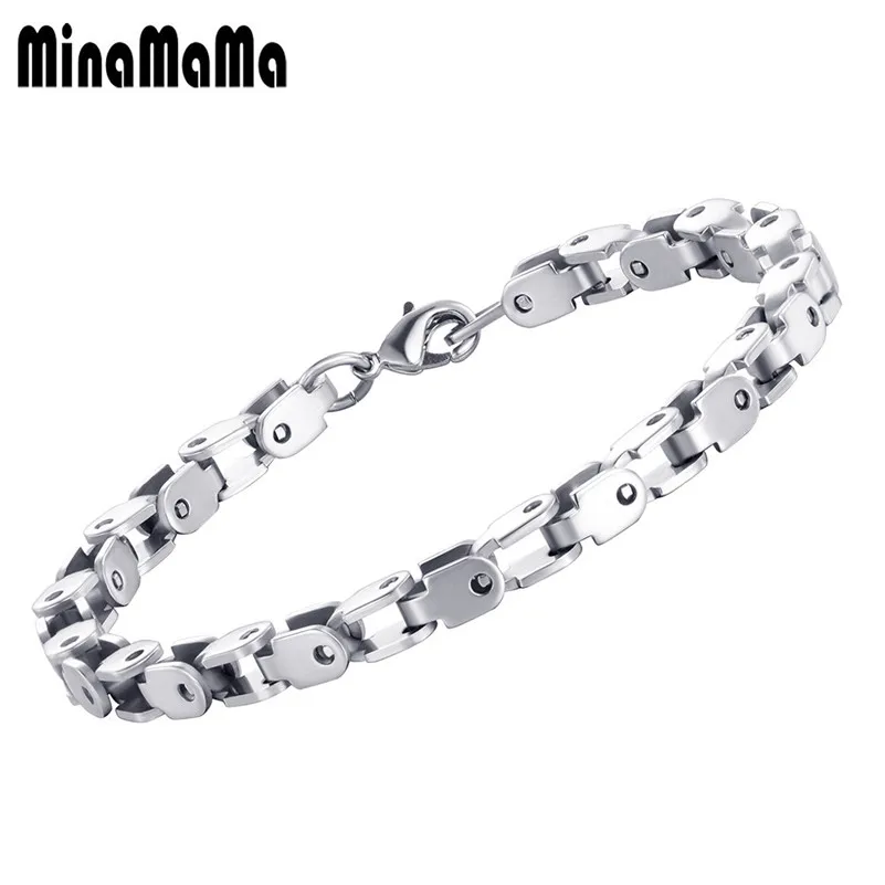 Гибкая соединенная цепь из нержавеющей стали браслет для женщин и мужчин подарок модные ювелирные изделия панк велосипед браслет в виде велосипедной цепи