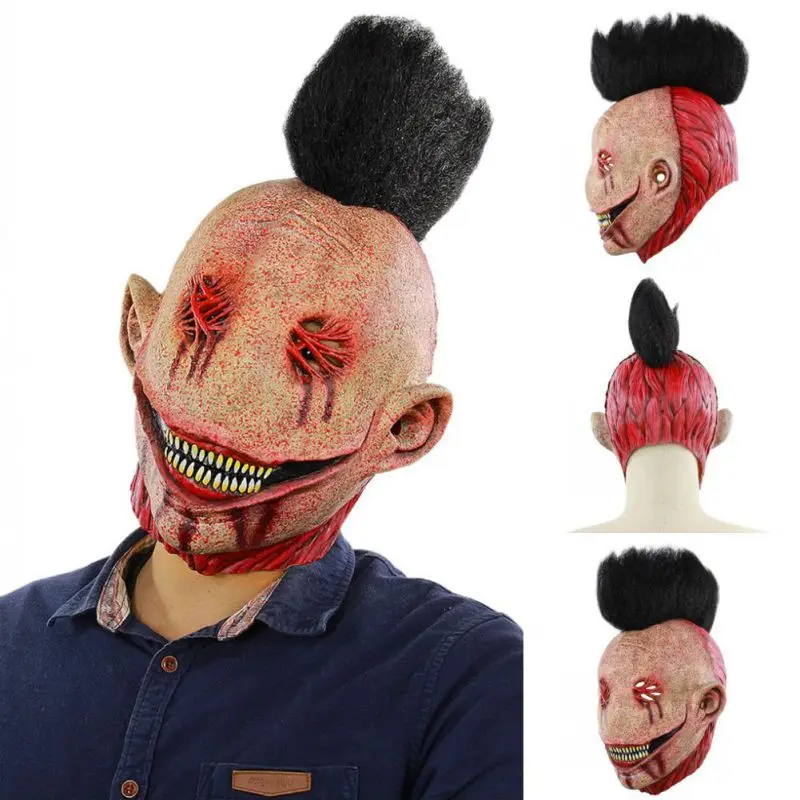 Хэллоуин Зомби Маска реквизит зуб приведение; Зомби Маска реалистичный карнавальный на Хэллоуин маска длинные волосы призрак страшная маска - Цвет: as show
