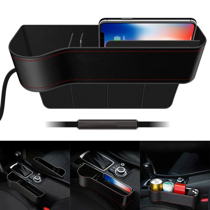 Wireless Car Charger Seat Slit Crevice Storage Charging Station Box for Vehicle GDeals