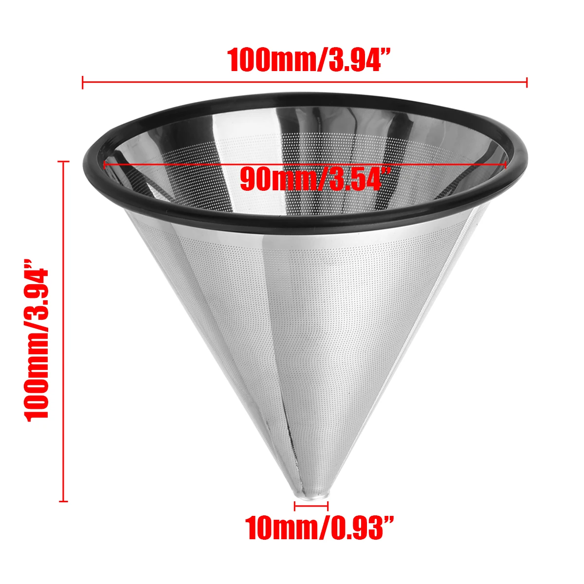90mm Coffee Filter Funnel Coffee Pour Over Stainless Steel Mesh Cone Dripper Teaware Coffeeware Supplies Reusable Single Layer