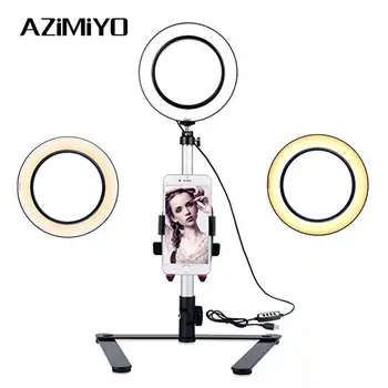 

AZiMiYO LED Ring Light With Phone stand And Monopod Dimmable Ring Light 3 Light Modes For Youtube Makeup Video photography