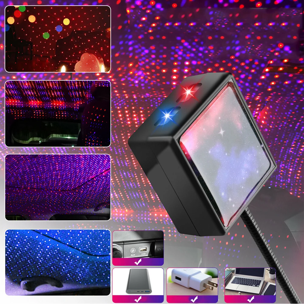 

Светодиодный Ночной светильник на крышу автомобиля, декоративная лампа с USB-разъемом для проектора, регулируемое освещение для интерьера а...