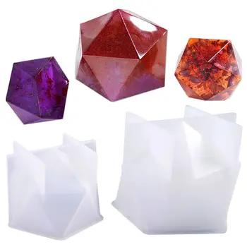 

New Crystal Epoxy Mold Desktop Table Decoration Jewelry Large Multi-faceted High Mirror Resin Silicone Mould Making