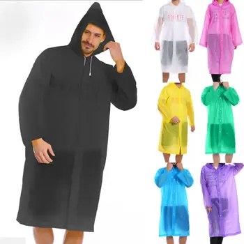 

Men Women Waterproof Jacket PE Hooded Raincoat Rain Coat Poncho Rainwear