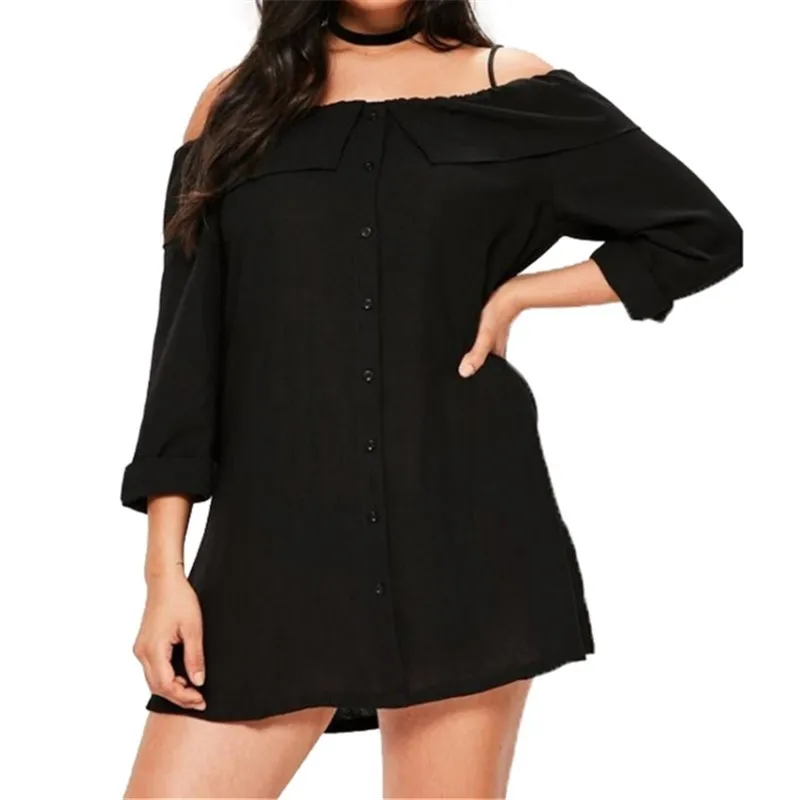 

Autumn Plus Size Western Style Fashion Loose Solid Color Slash Neck Spaghetti Strap 3XL-7XL Overweight Woman Casual A-line Dress