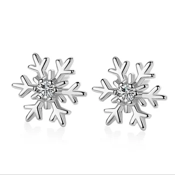 

Top Quality 925 Sterling Silver Earrings For Women Accessories Trendy Female Snowflake Stud Earrings Lady Party Jewelry Princess